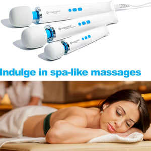 Image banner stating that the Magic Wand Massager supplies day spa like massages