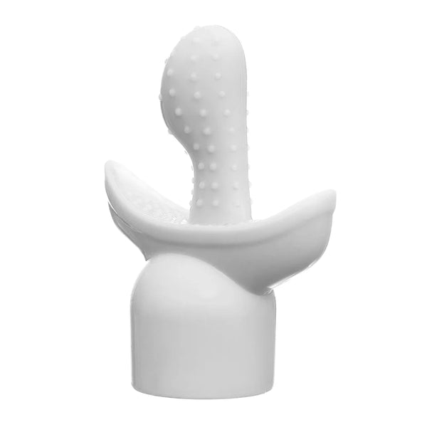 Product picture on a white background of the G-Tip attachment in white. This attachment fits over the massage head of the Hitachi range of personal massagers which are the Magic Wand Original, Magic Wand Rechargeable and Magic Wand Plus.