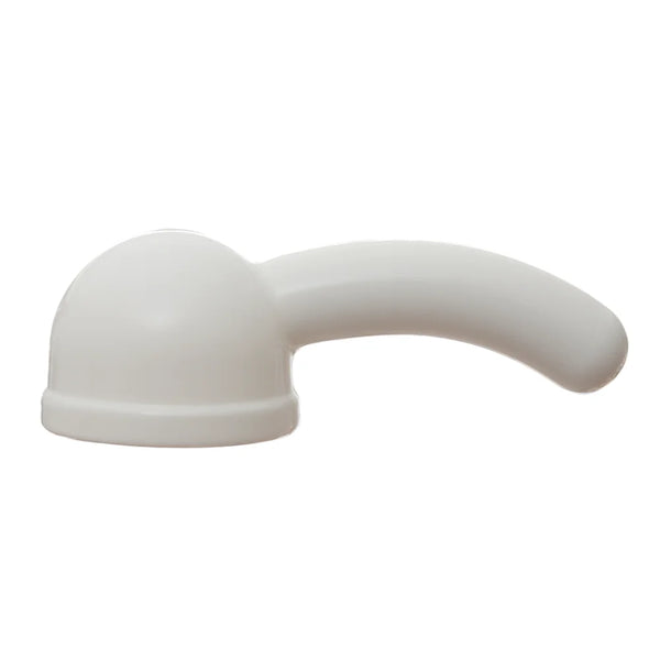 Main product picture on white background of the G-Curve attachment in white. This attachment fits over the massage head of the Hitachi range of personal massagers which are the Magic Wand Original, Magic Wand Rechargeable and Magic Wand Plus.